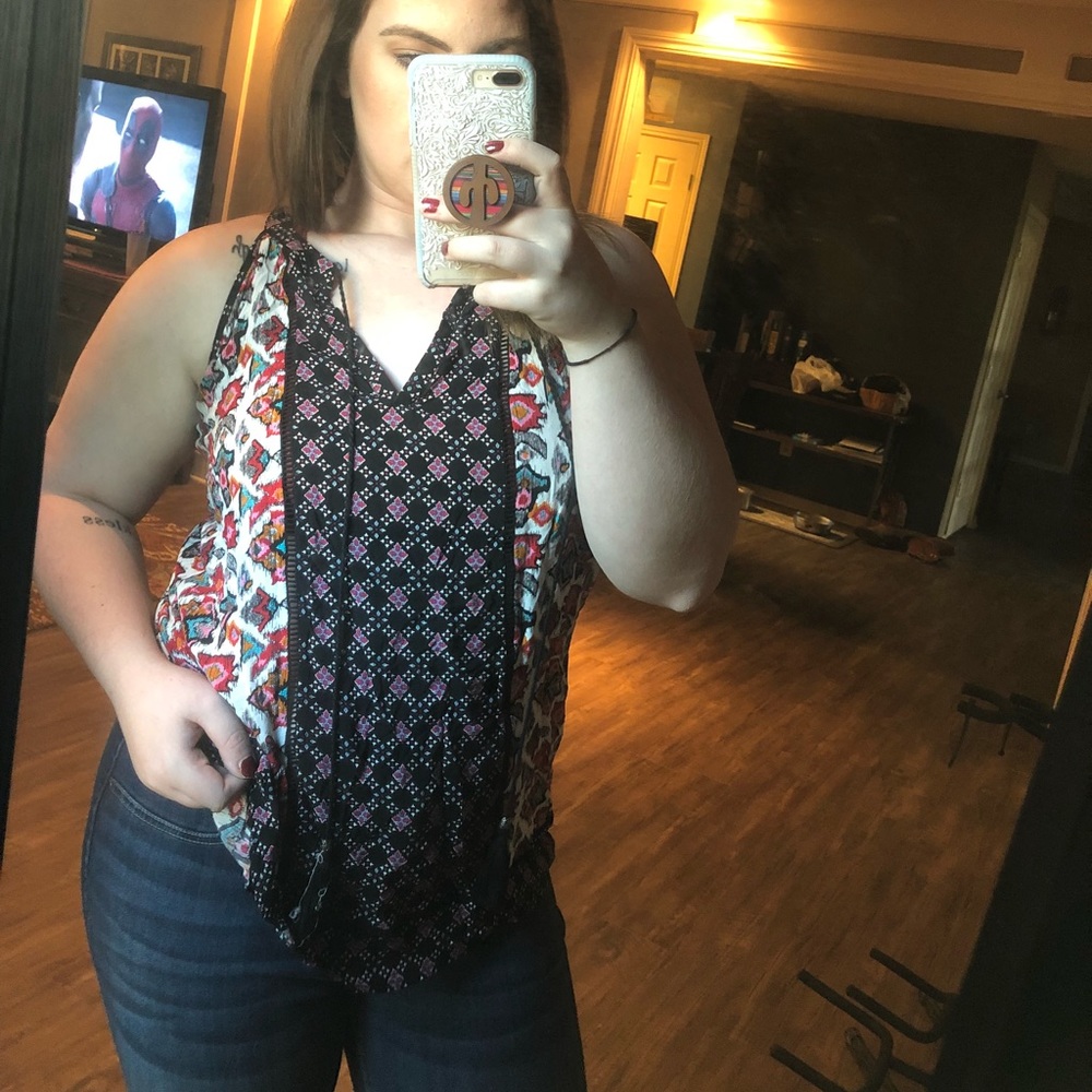 Patterned Tank Blouse